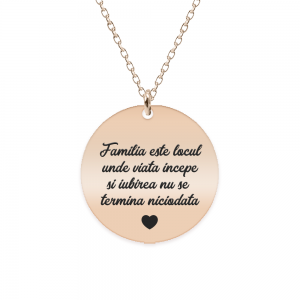 Colier argint banut 20 mm - personalizata cu text - placat cu aur roz